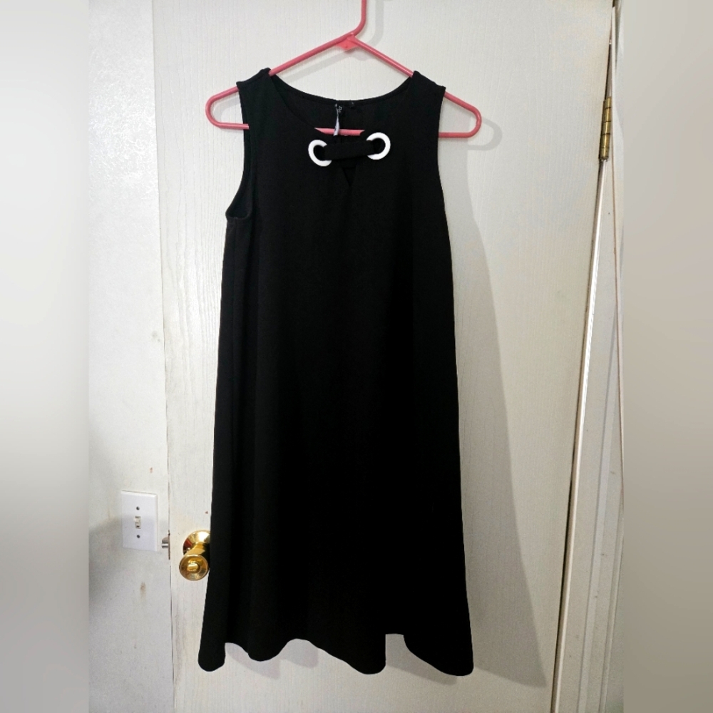 Small Zoe+Phoebe Black Sleeveless Dress with White Accents